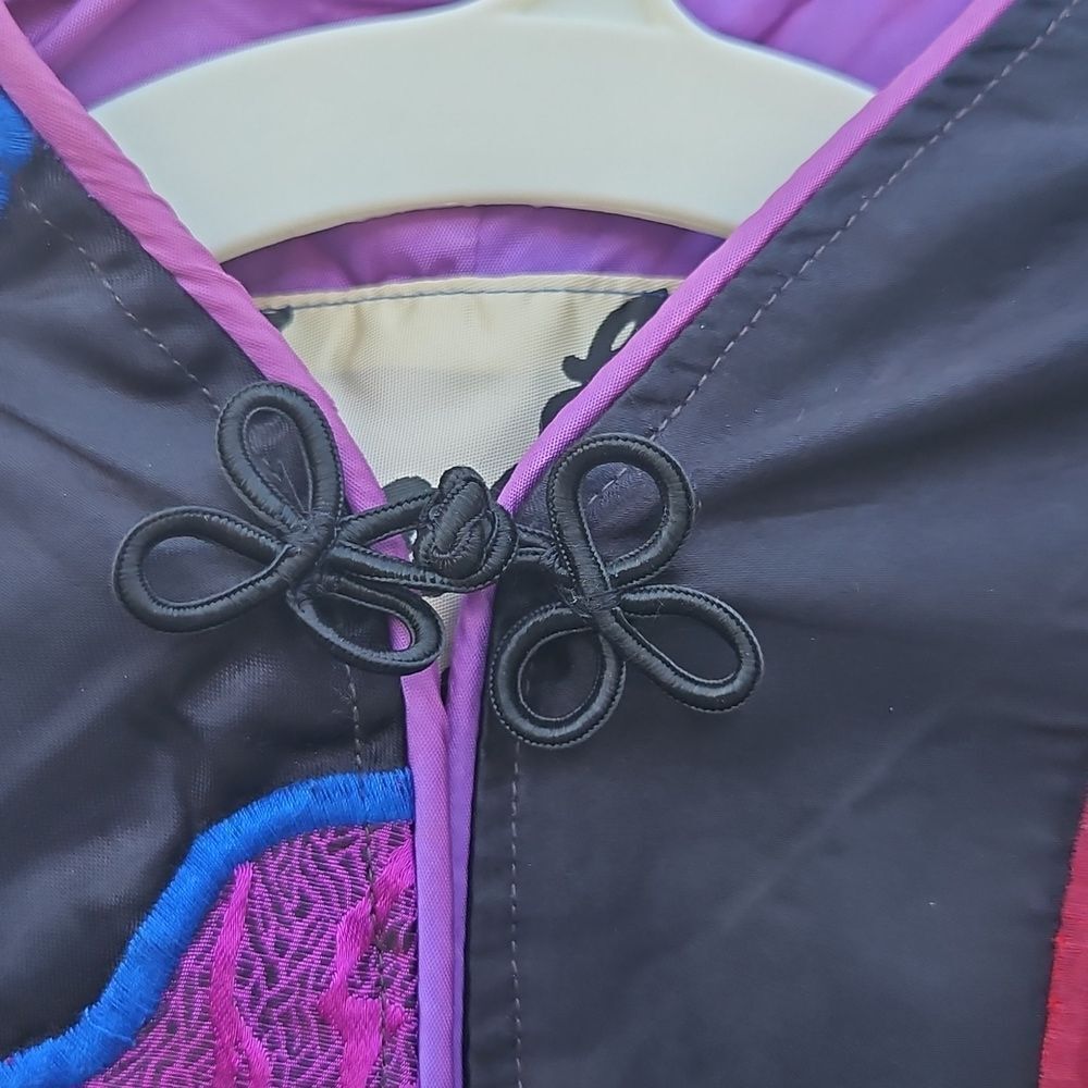 Vintage Judith Roberts La Colección Appliqué Crop Jacket Black Bright Abstract - Picture 6 of 11